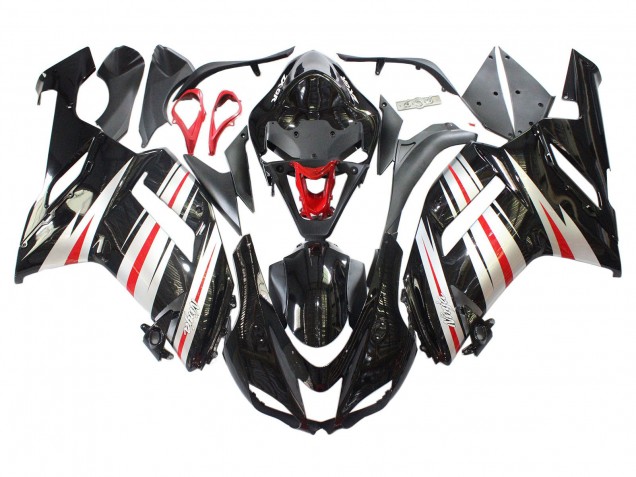 Carenagens Moto Kawasaki ZX6R 2007-2008 - Preto Prata Vermelho Ninja