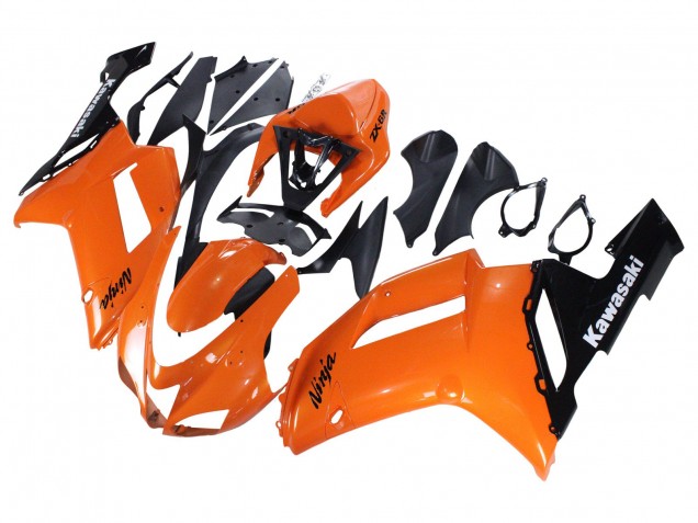 Carenagens Moto Kawasaki ZX6R 2007-2008 - Laranja Preto Ninja