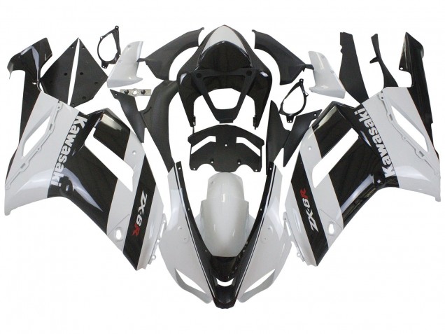 Carenagem Moto Kawasaki ZX6R 2007-2008 - Branco Preto