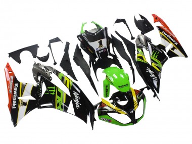 Carenagens Moto Kawasaki ZX6R 2009-2012 - Verde Preto Brilhante Amarelo Branco Vermelho Elf Monstro
