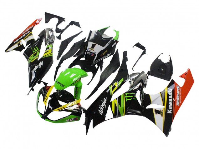Carenagens Moto Kawasaki ZX6R 2009-2012 - Verde Preto Brilhante Amarelo Branco Vermelho Elf Monstro