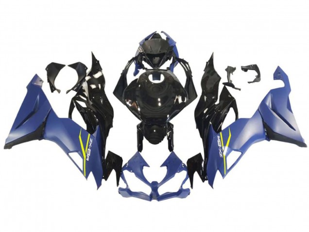 Carenagem Moto Kawasaki ZX6R 2009-2012 - Azul Preto Brilhante Amarelo