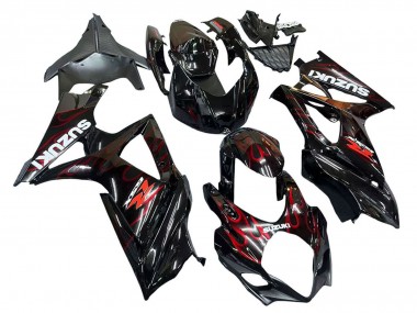 Carenagens Moto Suzuki GSXR 1000 2007-2008 - Preto Vermelho Chama