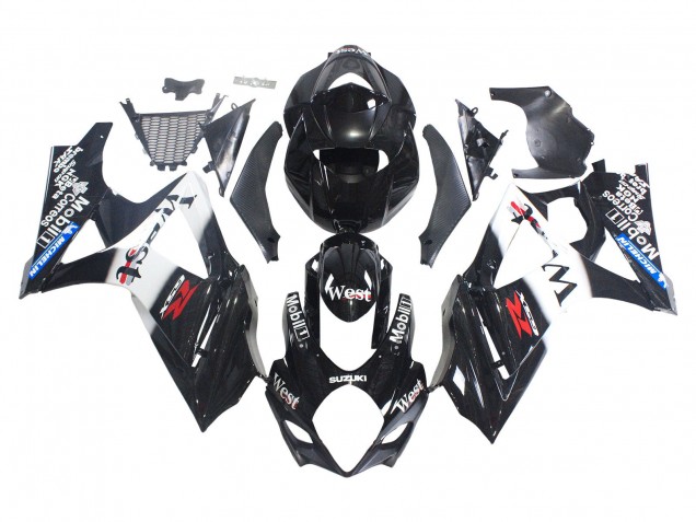Carenagens Moto Suzuki GSXR 1000 2007-2008 - Preto Brilhante Branco West