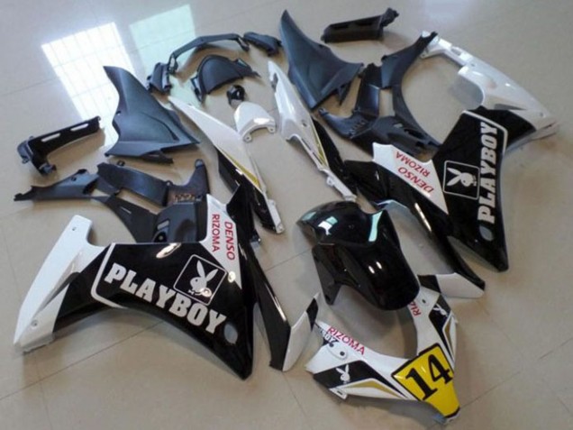 Carenagens Moto Honda CBR500R 2013-2015 - Branco Amarelo Preto Brilhante Playboy 14