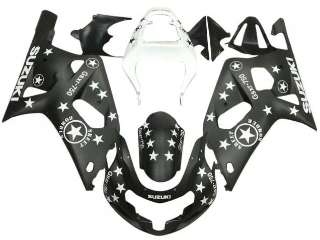 Carenagens Moto Suzuki GSXR 600 / GSXR 750 2001-2003 - Preto Brilhante Branco Estrela