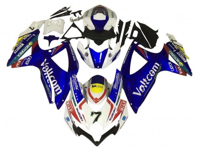 Carenagens Moto Suzuki GSXR 600 / GSXR 750 2006-2007 - Branco Azul Amarelo Vermelho Voltcom