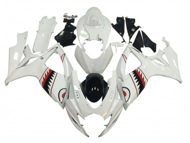 Carenagens Moto Suzuki GSXR 600 / GSXR 750 2006-2007 - Branco Vermelho Preto Tubarão