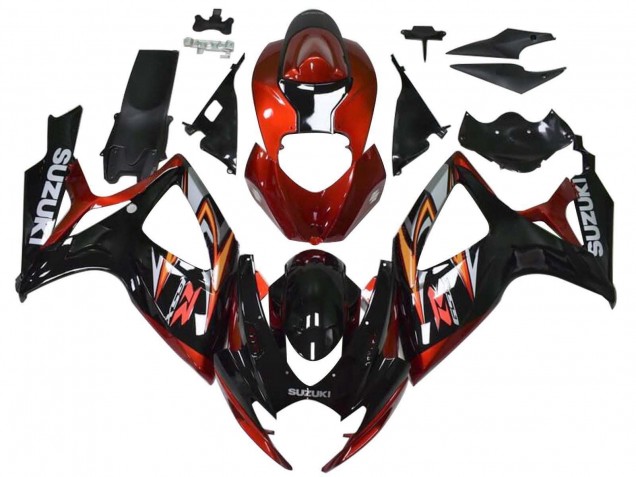 Carenagens Moto Suzuki GSXR 600 / GSXR 750 2006-2007 - Vermelho Preto Brilhante Laranja