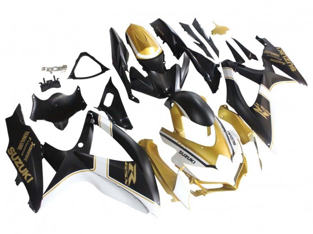 Carenagens Moto Suzuki GSXR 600 / GSXR 750 2008-2010 - Preto Fosco Branco Ouro