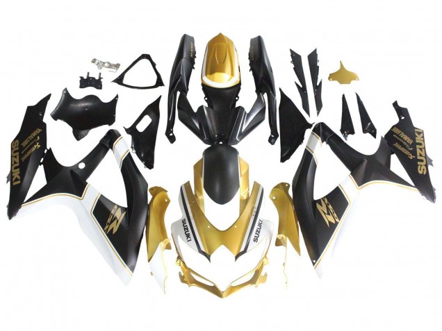 Carenagens Moto Suzuki GSXR 600 / GSXR 750 2008-2010 - Preto Fosco Branco Ouro