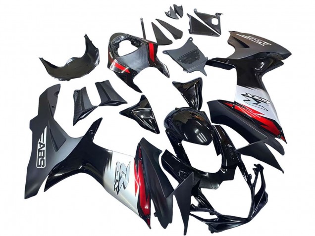 Carenagens Moto Suzuki GSXR 600 / GSXR 750 2011-2024 - Preto Brilhante Forjado Fibra de Carbono Prata Vermelho