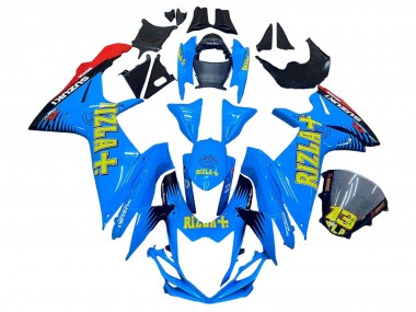 Carenagens Moto Suzuki GSXR 600 / GSXR 750 2011-2024 - Azul Ouro Vermelho Preto Rizla