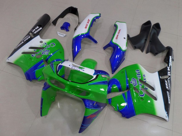 Carenagens Moto Kawasaki ZX9R 1994-1997 - Branco Azul Verde Preto Corona Extra