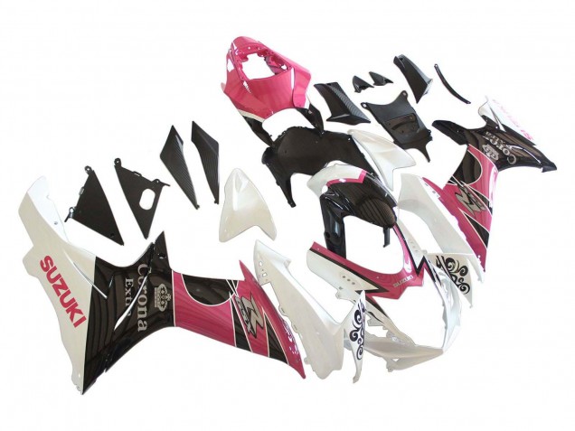 Carenagens Moto Suzuki GSXR 600 / GSXR 750 2011-2024 - Branco Rosa Preto Corona