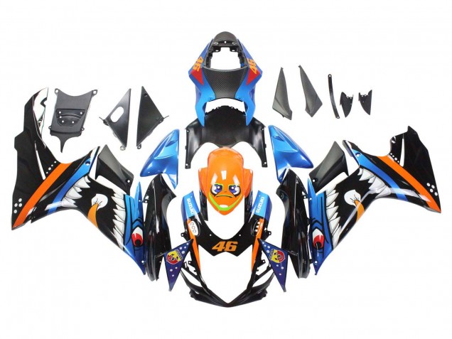 Carenagens Moto Suzuki GSXR 600 / GSXR 750 2011-2024 - Azul Claro Laranja Preto Branco Tubarão 46