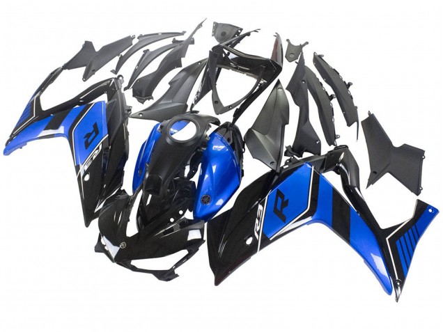 Carenagem Moto Yamaha YZF R3/R25 2015-2018 - Azul Preto Brilhante