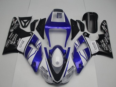 Carenagens Moto Yamaha YZF R1 1998-1999 - Azul Branco Preto Brilhante Yamalube Motards