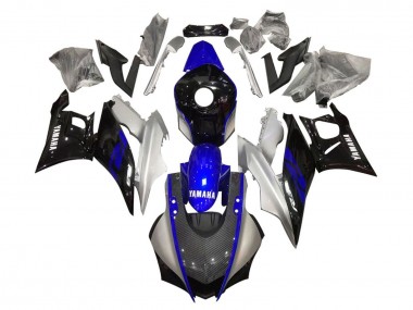 Carenagens Moto Yamaha YZF R3/R25 2019-2021 - Prata Azul Preto Fibra de Carbono Estilo
