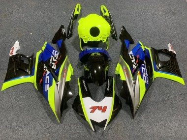Carenagens Moto Yamaha YZF R3/R25 2022-2024 - Verde Néon Azul Preto Brilhante 74