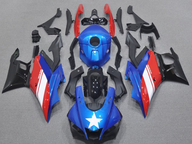 Kits Carenagem Moto Yamaha YZF R3/R25 2022-2024 - Azul Branco Vermelho Preto