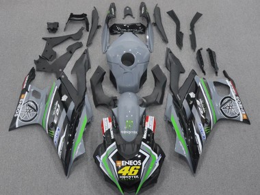 Carenagens Moto Yamaha YZF R3/R25 2022-2024 - Nardo Cinzento Verde Preto Monstro ENEOS 46