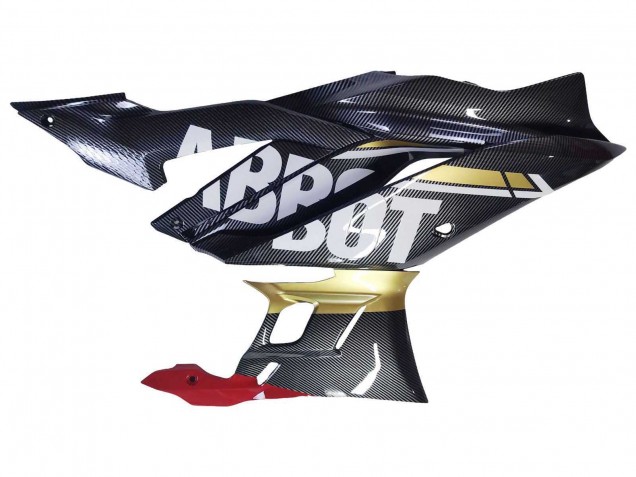 Carenagens Moto Yamaha YZF R3/R25 2022-2024 - Preto Fibra de Carbono Estilo Ouro Vermelho ABBOT