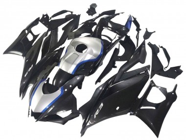 Carenagens Moto Yamaha YZF R3/R25 2022-2024 - Preto Fibra de Carbono Estilo Prata Azul