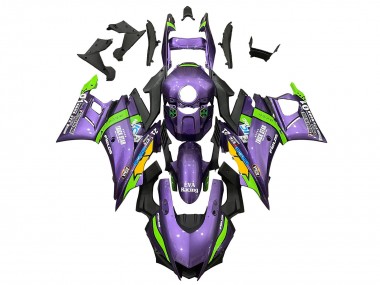 Carenagens Moto Yamaha YZF R3/R25 2022-2024 - Roxo Verde Amarelo Trick Star EVA Corrida 21