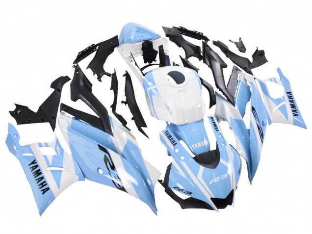 Carenagens Moto Yamaha YZF R3/R25 2022-2024 - Branco Azul Claro