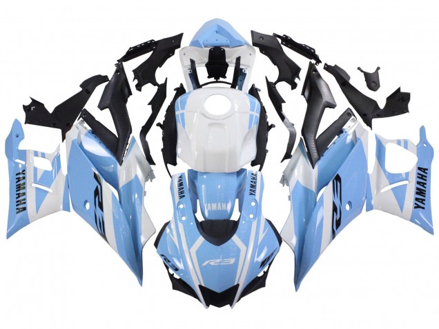 Carenagens Moto Yamaha YZF R3/R25 2022-2024 - Branco Azul Claro
