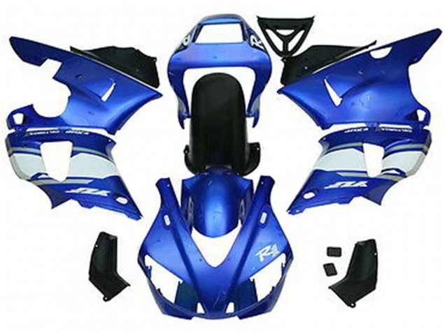Carenagens Moto Yamaha YZF 1000 R1 1998-1999 - Azul Branco Preto Brilhante