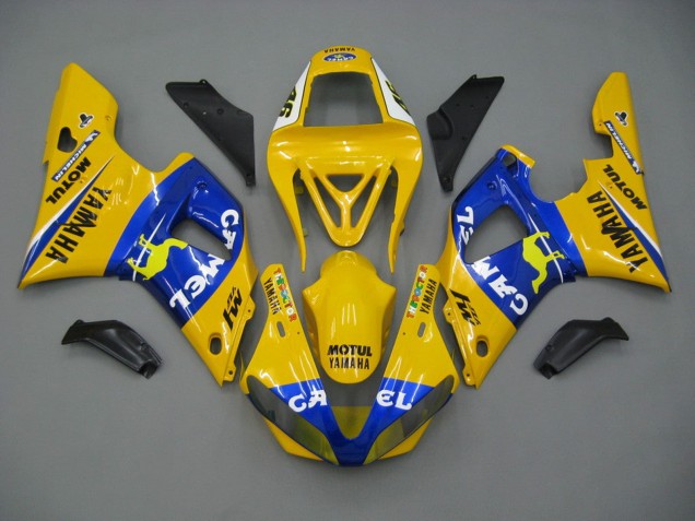 Carenagens Moto Yamaha YZF 1000 R1 2000-2001 - Branco Amarelo Azul Motul Camelo