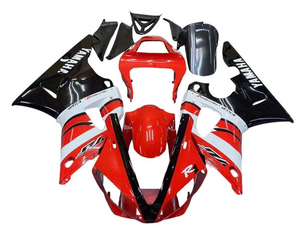 Carenagens Moto Yamaha YZF 1000 R1 2000-2001 - Vermelho Branco Preto Brilhante