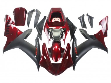 Kits Carenagem Moto Yamaha YZF 1000 R1 2002-2003 - Vermelho Preto Fosco