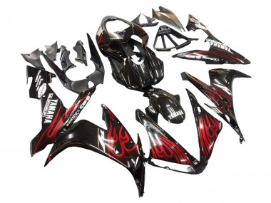 Carenagens Moto Yamaha YZF 1000 R1 2004-2006 - Preto Brilhante Vermelho Chama