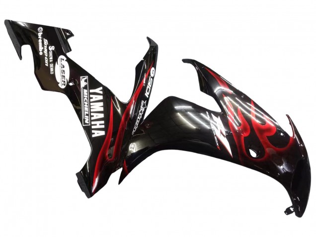 Carenagens Moto Yamaha YZF 1000 R1 2004-2006 - Preto Brilhante Vermelho Chama