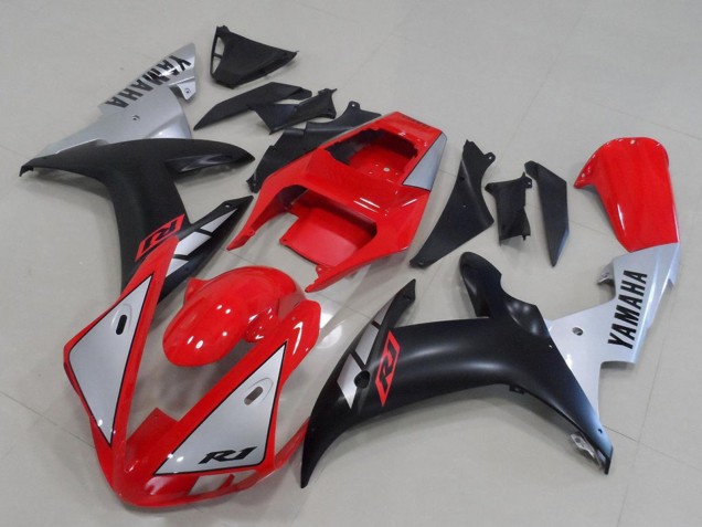 Carenagens Moto Yamaha YZF R1 2002-2003 - Vermelho Prata Preto Fosco