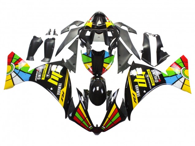 Carenagens Moto Yamaha YZF 1000 R1 2012-2014 - Preto Brilhante Amarelo Verde Azul Vermelho Roda das Cores
