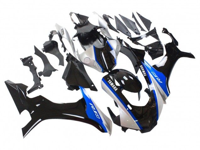 Carenagens Moto Yamaha YZF 1000 R1 2015-2019 - Prata Azul Preto Brilhante