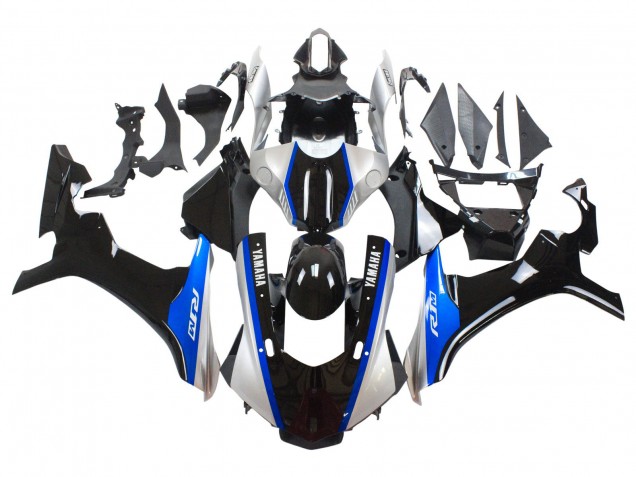 Carenagens Moto Yamaha YZF 1000 R1 2015-2019 - Prata Azul Preto Brilhante