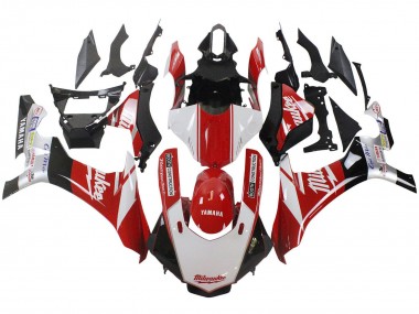 Carenagem Moto Yamaha YZF 1000 R1 2015-2019 - Branco Vermelho Preto Milwaukee