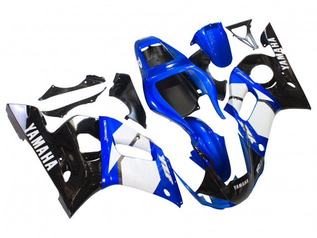 Carenagens Moto Yamaha YZF 600 R6 1998-2002 - Branco Azul Preto Brilhante