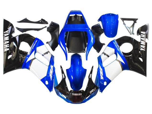 Carenagens Moto Yamaha YZF 600 R6 1998-2002 - Branco Azul Preto Brilhante
