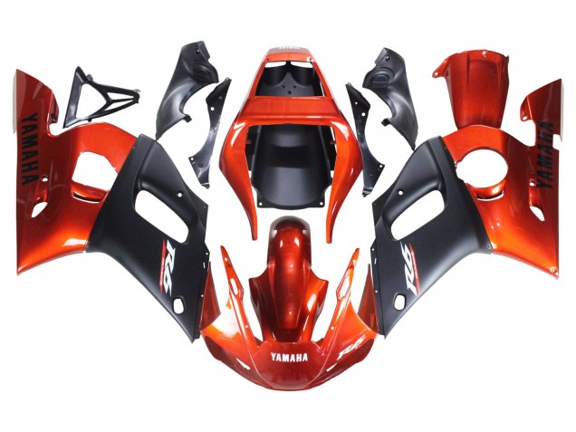 Carenagens Moto Yamaha YZF 600 R6 1998-2002 - Laranja Preto Fosco