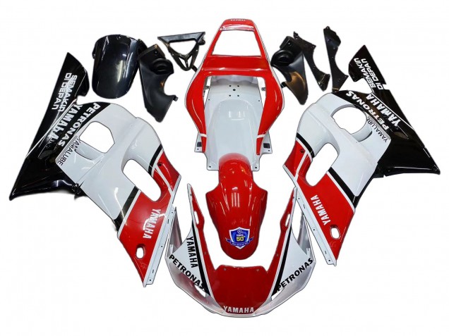 Carenagens Moto Yamaha YZF 600 R6 1998-2002 - Branco Vermelho Preto Petronas Yamalube 50th