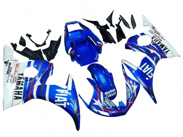 Carenagens Moto Yamaha YZF R6 2003-2004 - Branco Azul Fiat Motul Kastinee