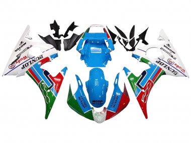 Carenagens Moto Yamaha YZF R6S 2006-2009 - Branco Azul Verde Vermelho Kastinee Dunlop Motul
