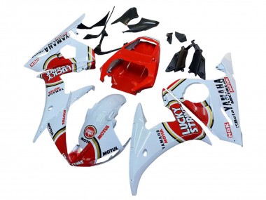 Carenagens Moto Yamaha YZF R6 2003-2004 - Branco Vermelho Lucky Strike Motul