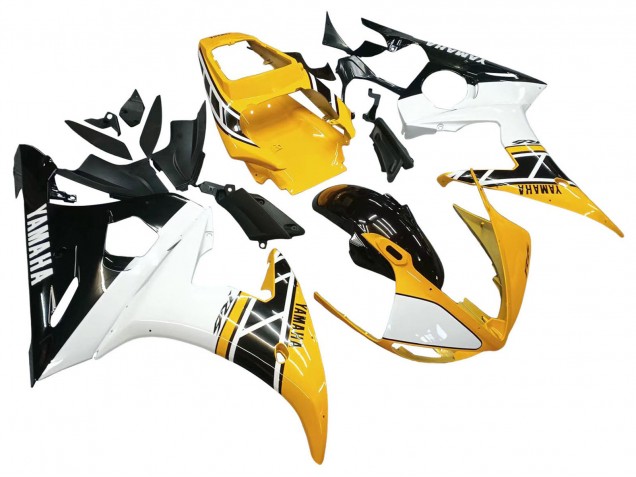 Carenagens Moto Yamaha YZF R6S 2006-2009 - Amarelo Branco Preto Brilhante